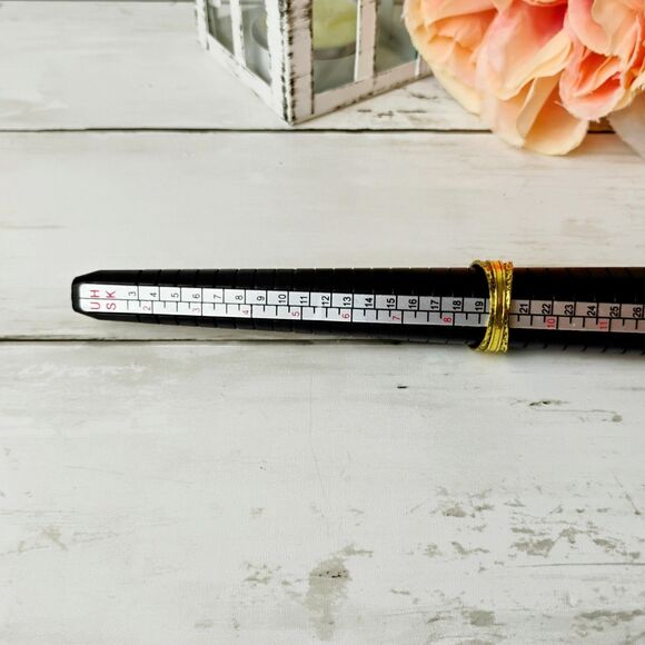 NEW Antiqued Gold Tone Purple Stone Band Ring Size 9 Retro Eclectic Funky - Picture 4 of 4